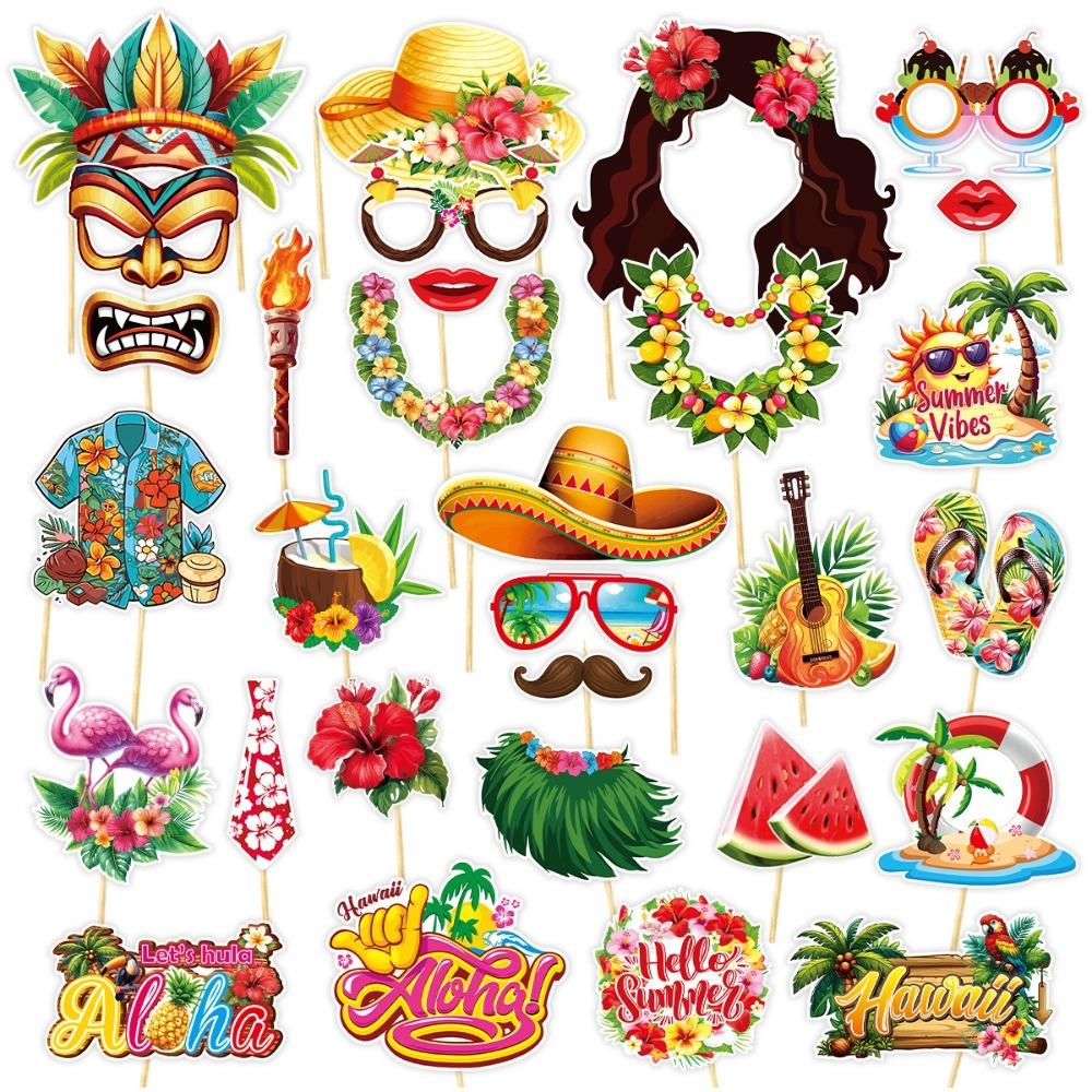 30pcs Glasses Aloha Photography Decor Flowers Guitar Dress Up Costume Mask Summer Beach Pool Party
