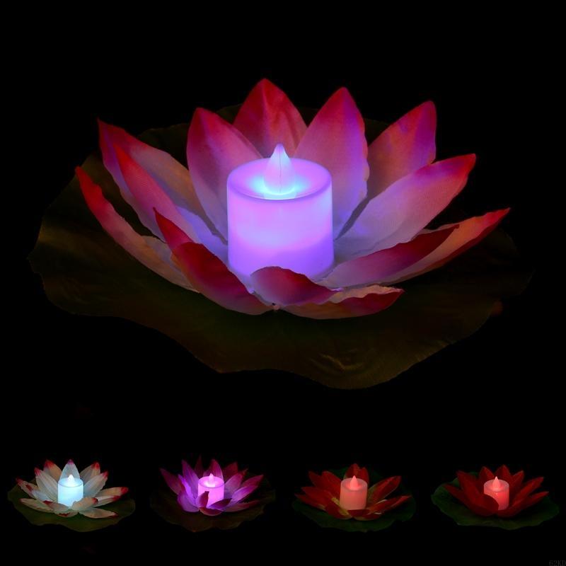 62KD LED Floating Lotus Flower Lamps On Water Swimming Pool Garden Decoration Light