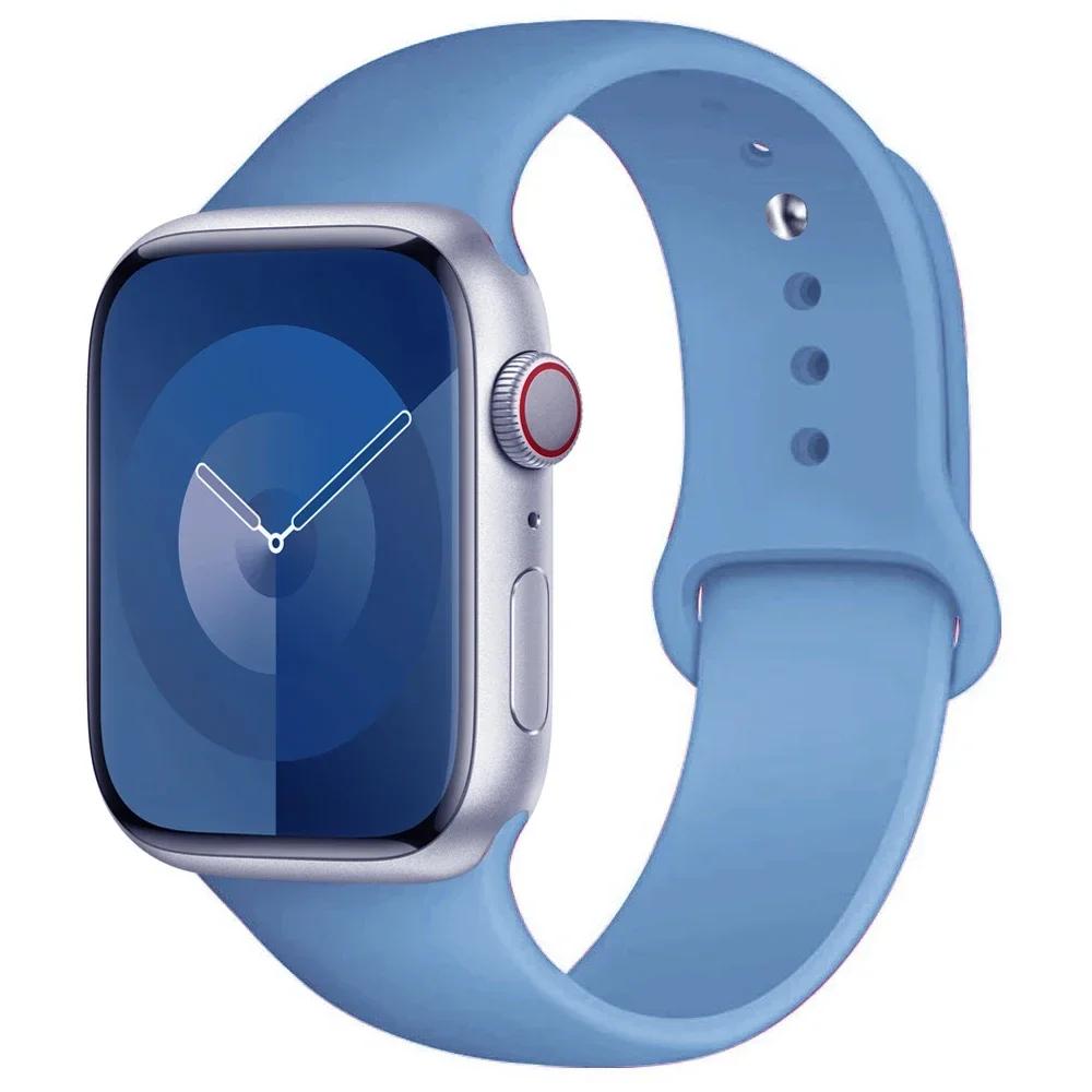 Silicone Strap For Apple Watch band 45mm 44mm 41mm 42mm 40mm 49mm 38mm correa bracelet iWatch series 9 8 5 4 3 8 6 SE 7 Ultra 2