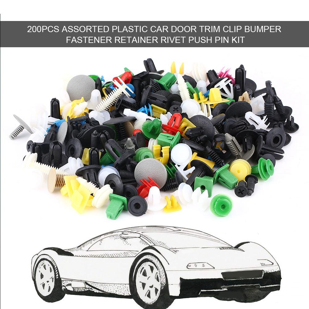 200pcs Assorted Plastic Car Door Trim Clip Bumper Fastener Retainer Rivet Push Pin Kit