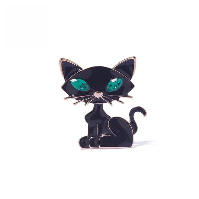Fashionable Cat Sapphire and Zircon Brooch, Anti-exposure Pin for Women, Metal Button To Fasten Clothes, Wedding Party Gift
