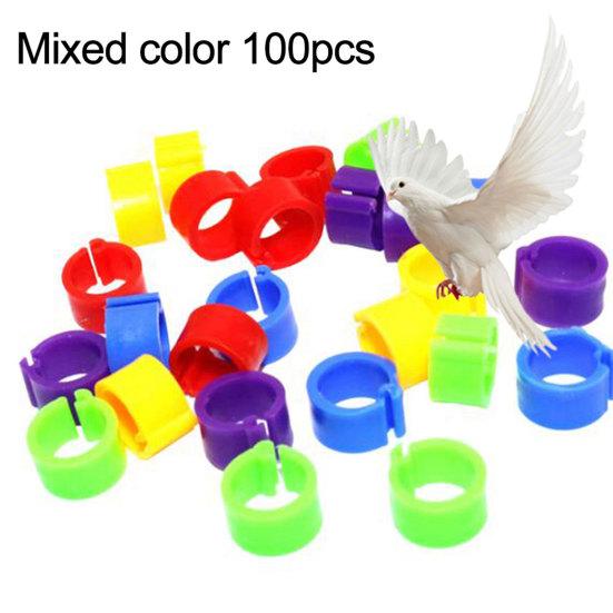 100Pcs Birds Leg Clips Harmless Extensible Plastic Mix Color 8mm Pigeon Foot Ring for Pet