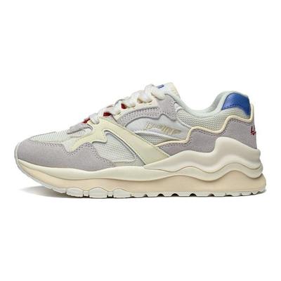 Li Ning 001 Berg und Meer Stoff Rutschfest Abriebfest Low-Top Sportliche Freizeitschuhe Damen Sneaker Off-White Creme AZGT008-2