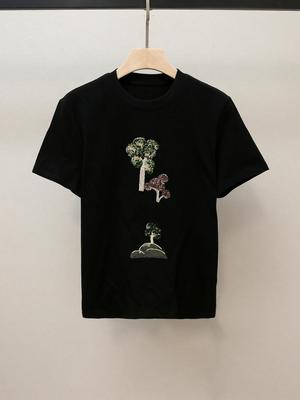 High-End Damen Herbst Besticktes Rundhals Kurzarm T-Shirt