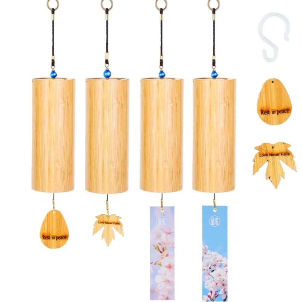 Antique Bamboo Wind Chime Yard Pendant Meditation Relaxation Chord Windbell for Outdoor Garden Patio Decorations Pure Handmade