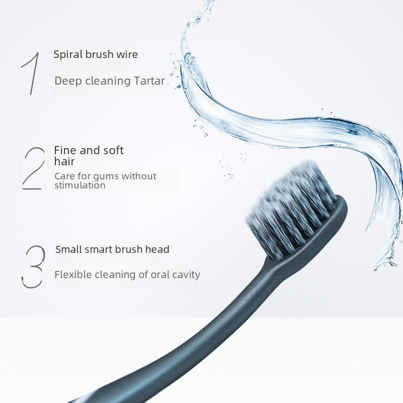 Kejiekejing C1609 Toothbrush: Soft, Fine, Two-Color Spiral Bristles, Small Head, for Couples