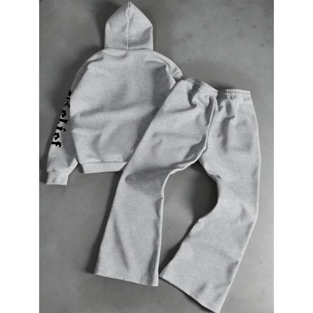 Cool and Personalized Men's Casual Pullover Set, Spring and Autumn Long Sleeved Sportswear Set, Outdoor Set, Suitable for Outdoor Travel