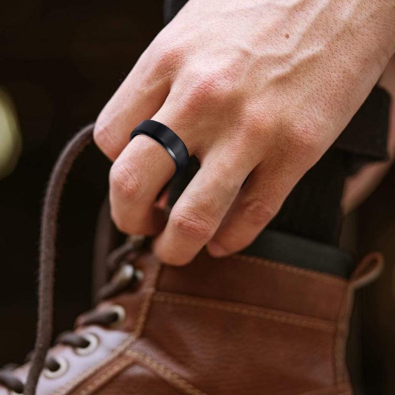 8mm matte stainless steel men's ring - minimalist fashion jewelry