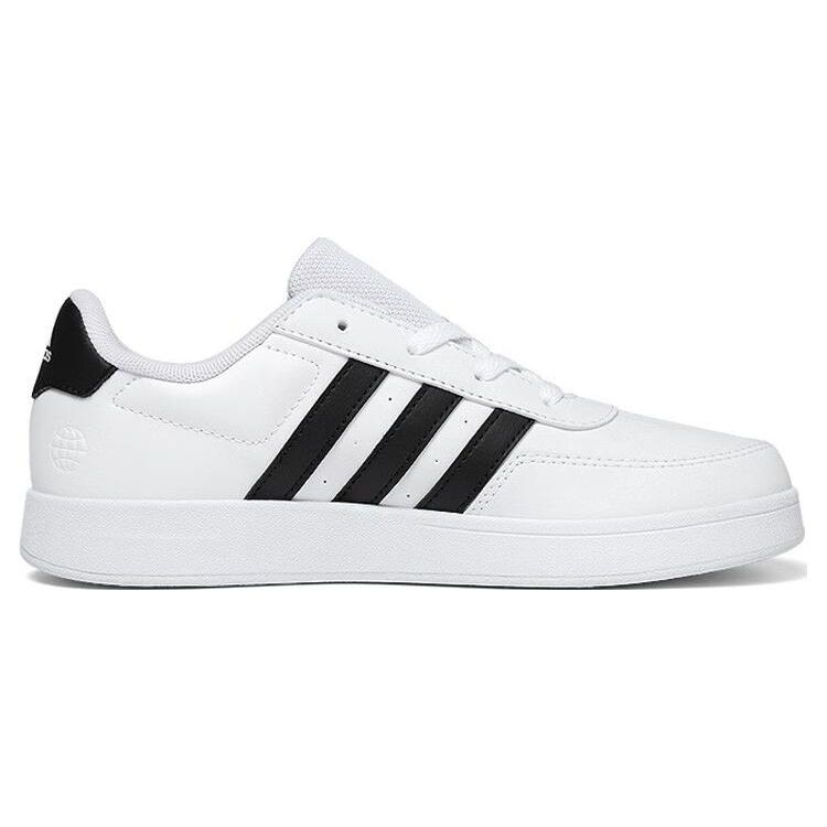 Adidas Breaknet 2.0 Leather Casual Kids Non-Slip Shock Absorbing Durable Low-Top Skate Shoes Unisex Sneakers Black White HP8956