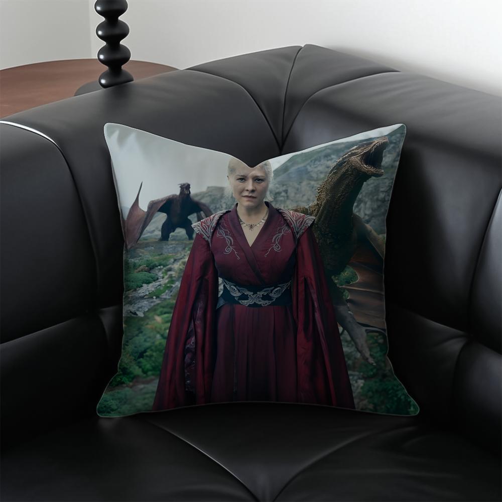RRhaenyra Targaryen Kissen Schlag Fantasie Kissenbezug Kissenhülle Anti-Milben Unsichtbarer Reißverschluss seidiger Plüsch Kissen