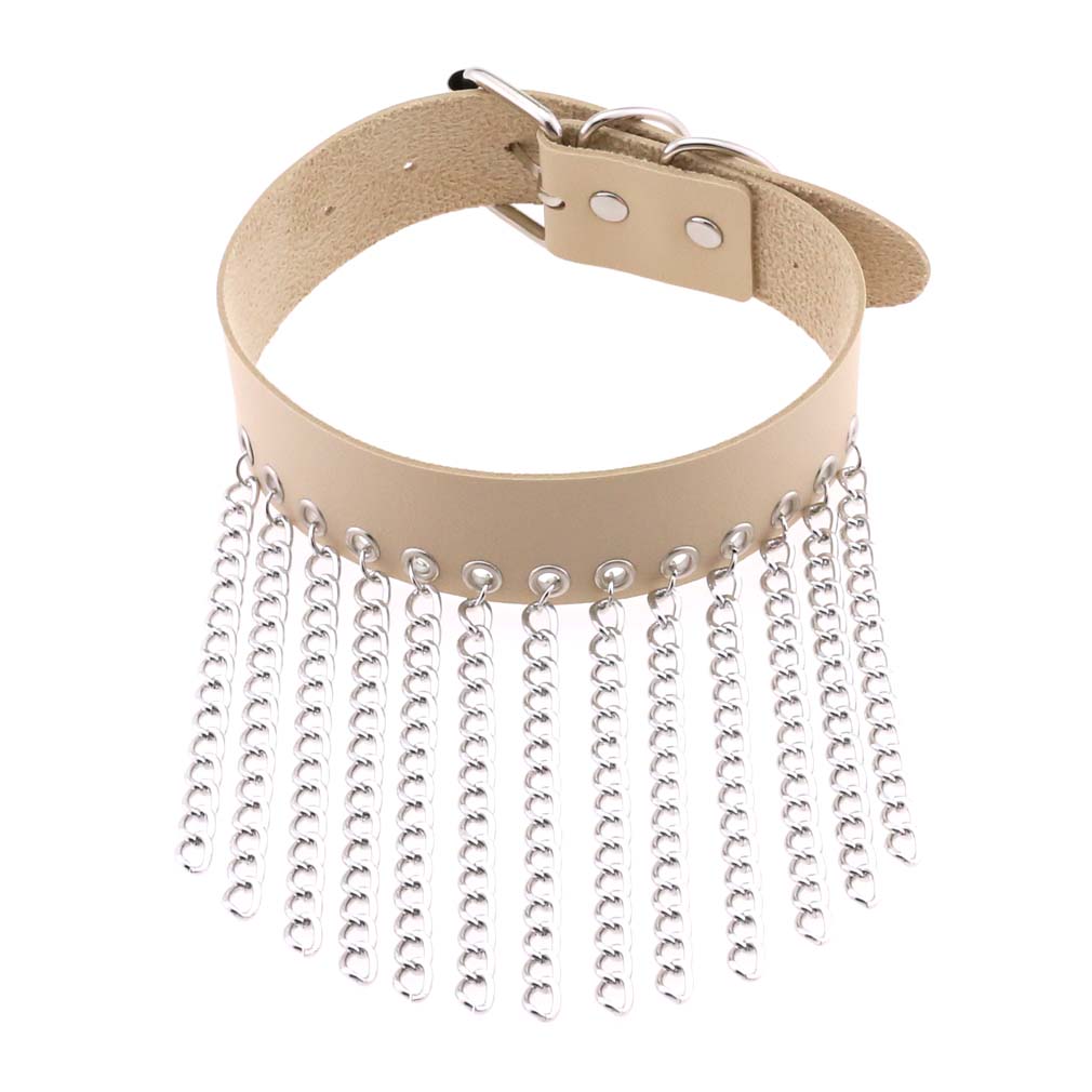Hip Hop Non Mainstream Punk Leather Men Women Collar Personality Metal Tassel Necklace Clavicle Chain