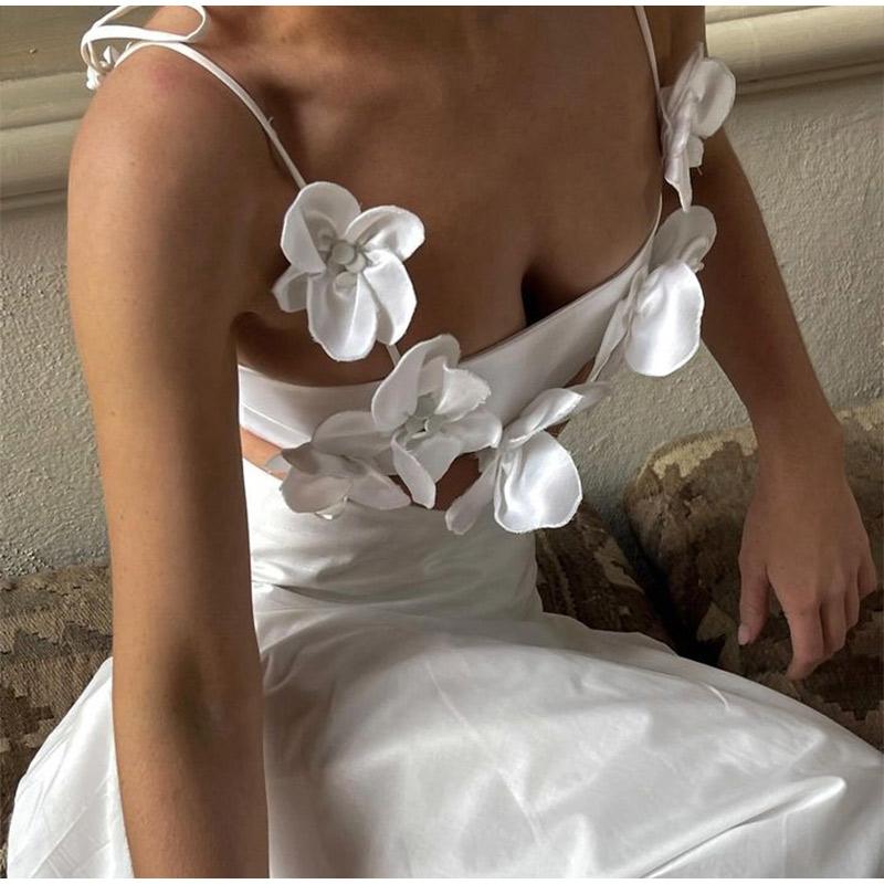 Letní Sexy Šik Jednobarevné Tílka na Špagetová Ramínka Dámská Ramínková Mašlička Květinová Odhalená Ramena Trička Dámská Bez Rukávů Plážové Volánky Klubové Dámské Oblečení