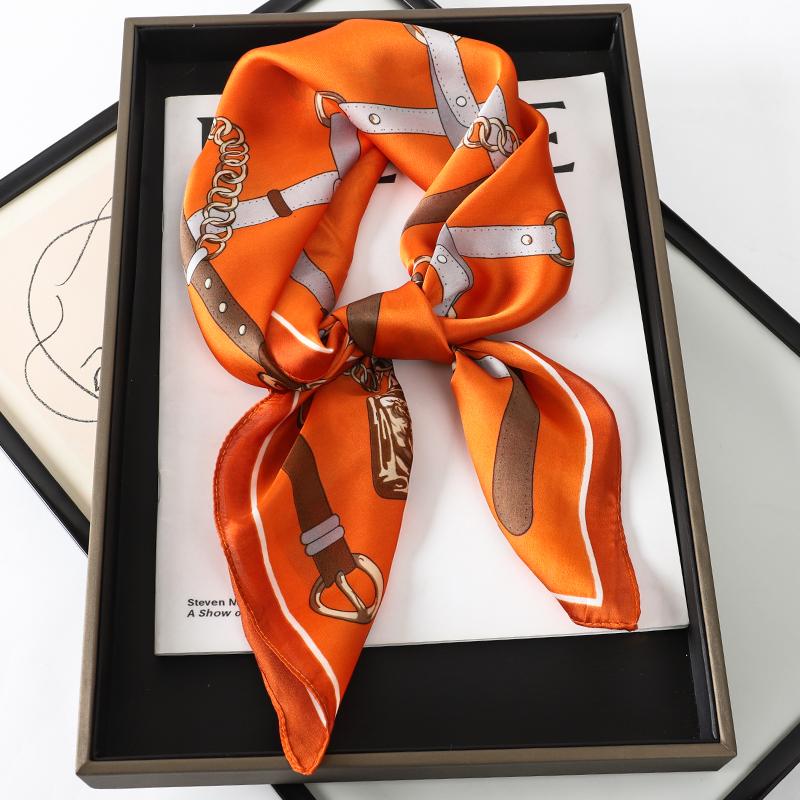 70*70CM Fashion Silk Square Scarf Women Satin Shawl Wrap Hijab Female Hair Band Luxury Ladies Print Design Headband Scarves