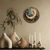 Round Wooden Decor Sign, Vibrant Stars and Moon Themed Wreath Design, Perfect for Home, Cafe, Wall Decoration