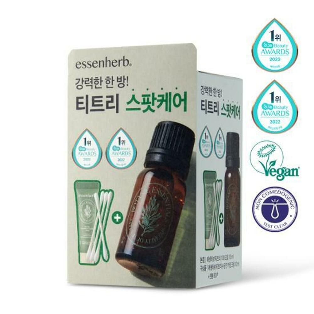 essenHERB Tea Tree 100 Oil 10mL Special Set (+Cream 10mL+Cotton Swab 50P)