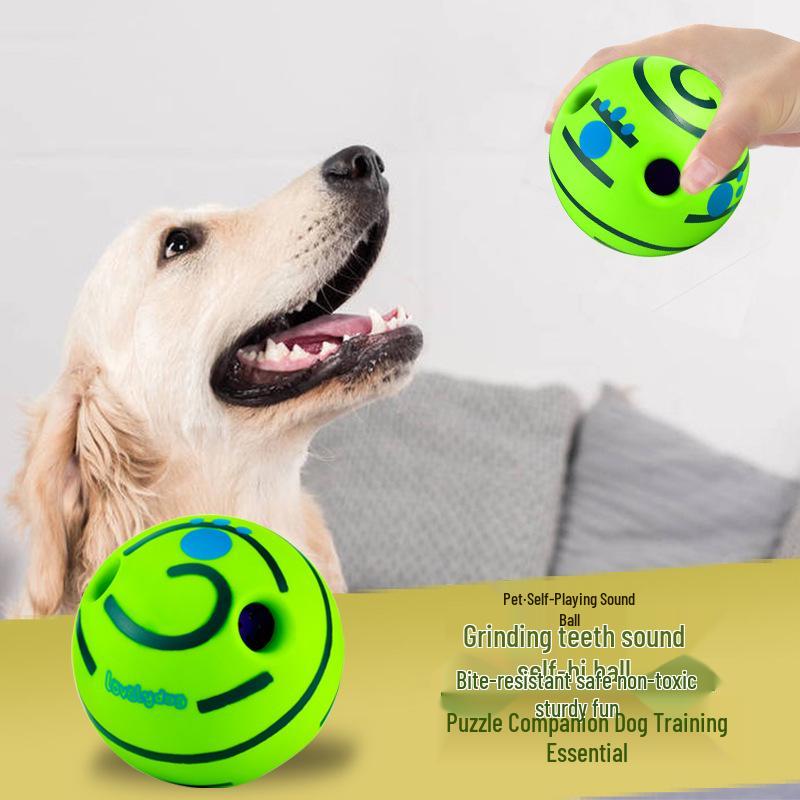 Dog Toy: Self-Play Rolling Sound Ball – Silly Laugh, Teething Relief, Bite-Resistant, Boredom Resistant Pet Ball