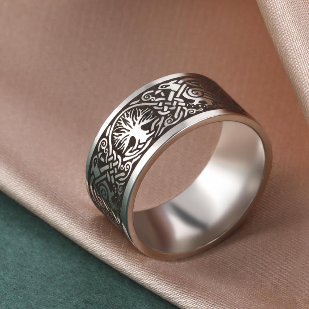 Vintage Viking Style Nordic Love Knot Wolf Men's Ring Defense Dragon Hiphop Rock Punk Women Tree of Life Couple Finger Ring Gift