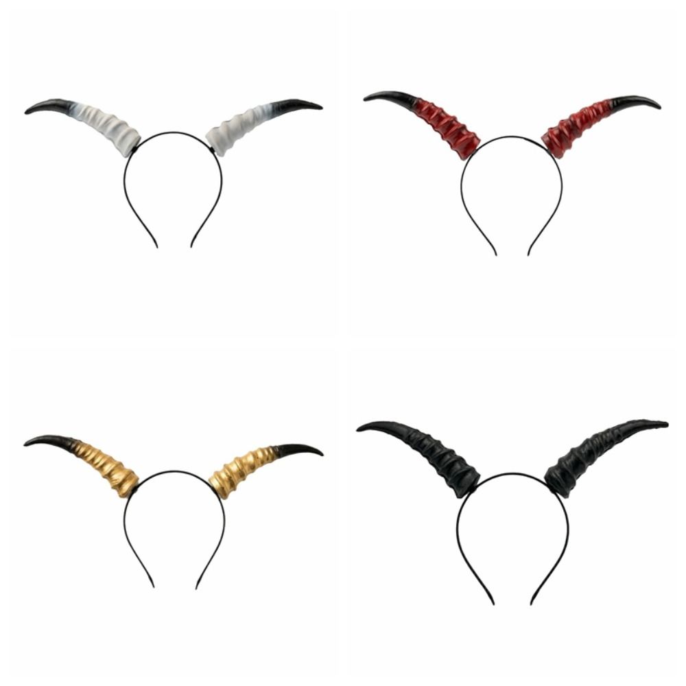 Pu Halloween Horns Headband Ox Horn Halloween Hair Hoop Personality Cosplay Hairband Photo Props