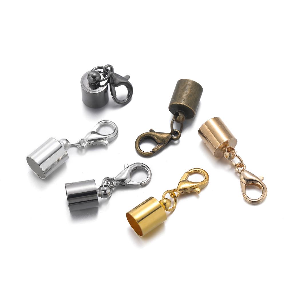 10pcs Lobster Clasps Hooks Leather Cord End Caps 2.5-9.5mm Crimps End Tip Caps Connectors for Bracelet Necklace Jewelry Findings