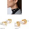 Light Luxury Geometric Stainless Steel Earrings With Zirconia For Women