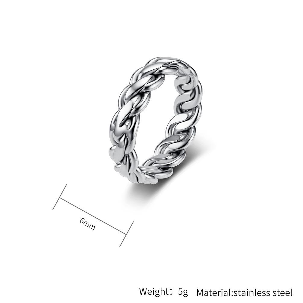 Unisex Titanium Steel Woven Chain Ring - High-End European & American Trend