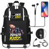 Print Kids Backpack with USB Charging Port, Teenagers School Bookbag, Lightweight Travel Daypack with Headphone Jack Anti-Theft Design