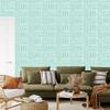 Polynesian Geometric Pattern Wallpaper Mint and White 50x1000