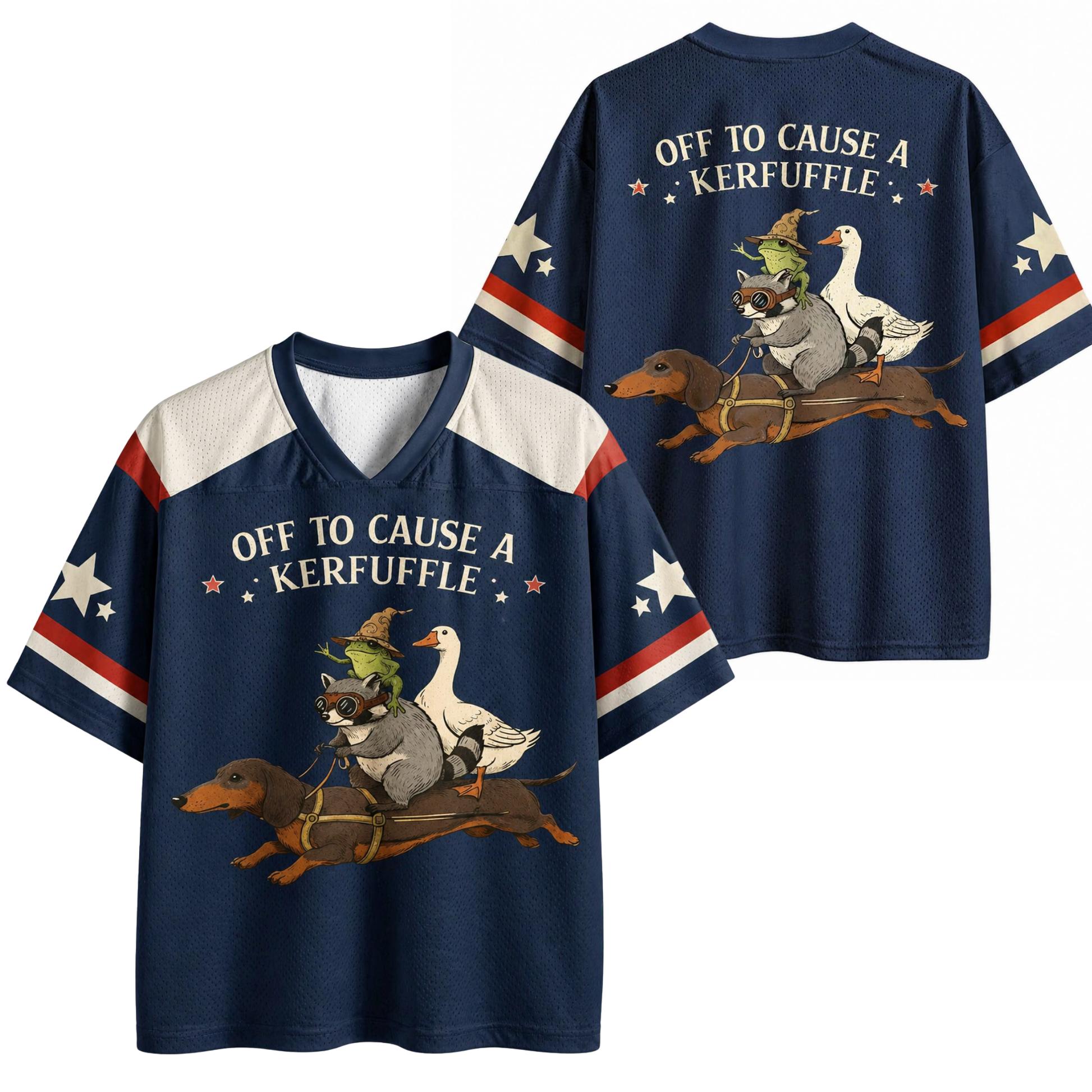 Funny Frog Raccoon Duck Dachshund Slogan Star Print V Neck Jersey Green Beige Color Block Strip Retro Casual Streetwear Sports S