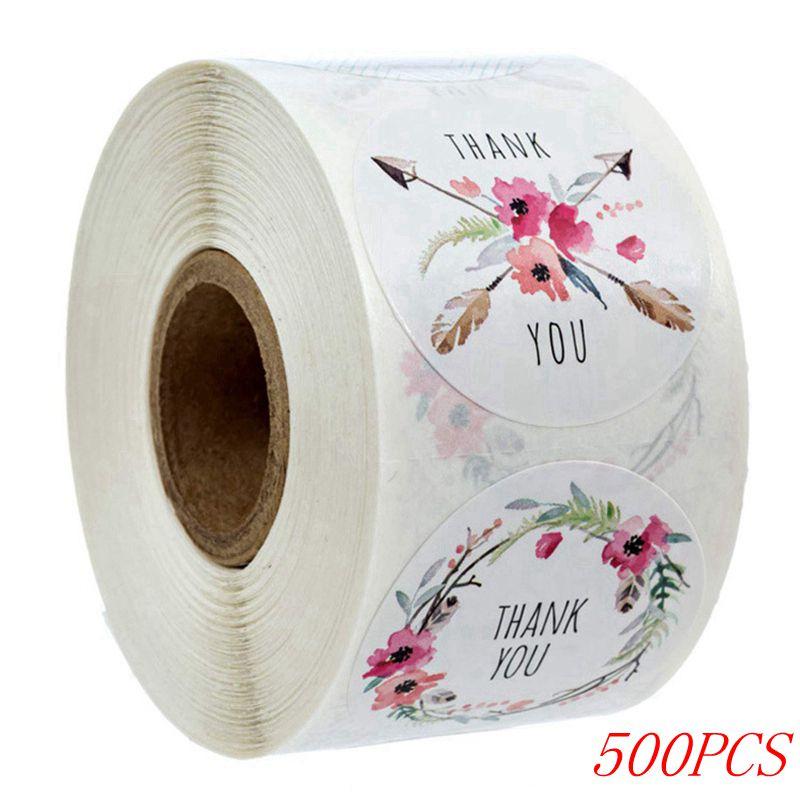 50-500 Stück Danke Aufkleber für Umschlagversiegelung Etiketten Rund Rosa handgemachter Aufkleber Geschenkverpackung Dekoration Niedlicher Schreibwaren Aufkleber