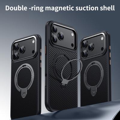 For iPhone 17 Pro Max Air Case Protective Carbon Fiber Magsafe Ring Holder Back Cover