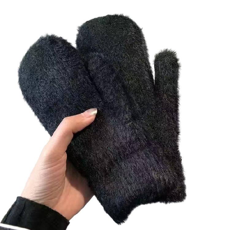 Winter Warm Gloves Faux Furs Gloves Stretchy Cuff Comfortable Wear for Skating