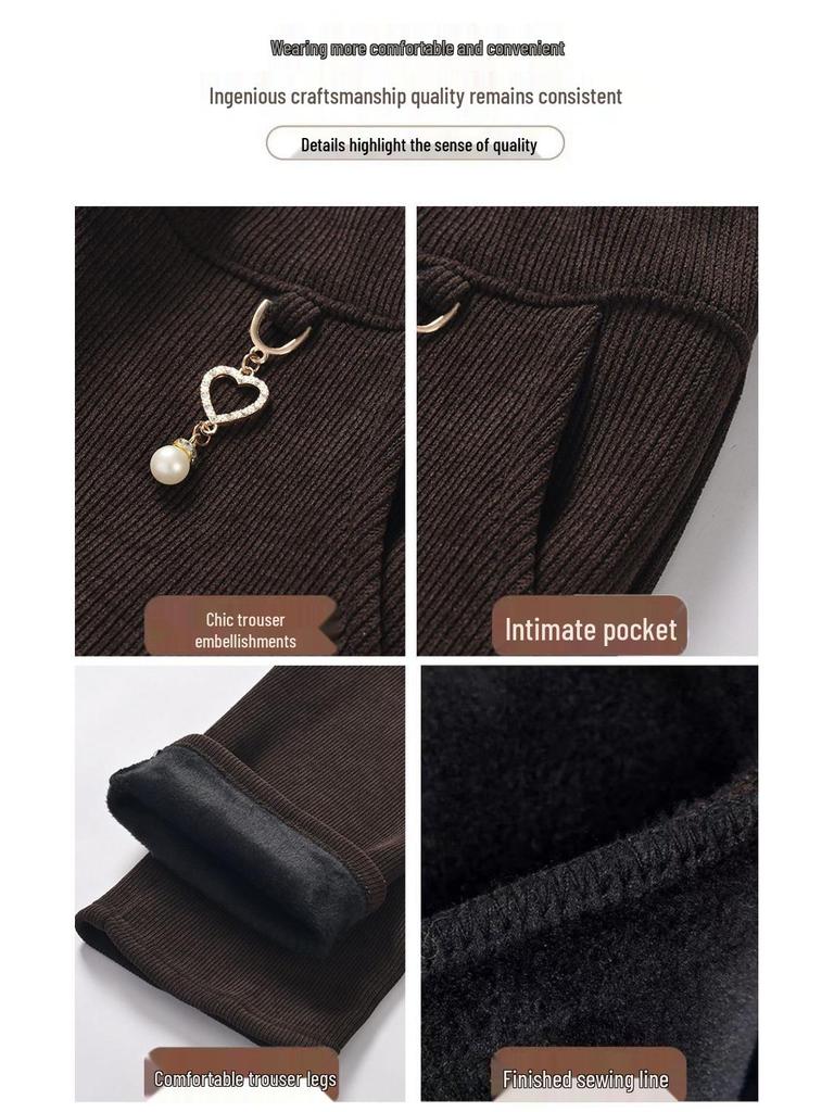 Omas Übergrößen Kordhosen mit Fleecefutter für Frühling, Herbst und Winter