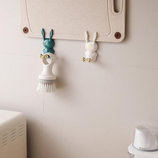 Cartoon Bunny Shape Toothbrush Holder Strong Load-bearing Easy To Install Wall-Mounted Hook Toothbrush Organizer Bathroom Decoration