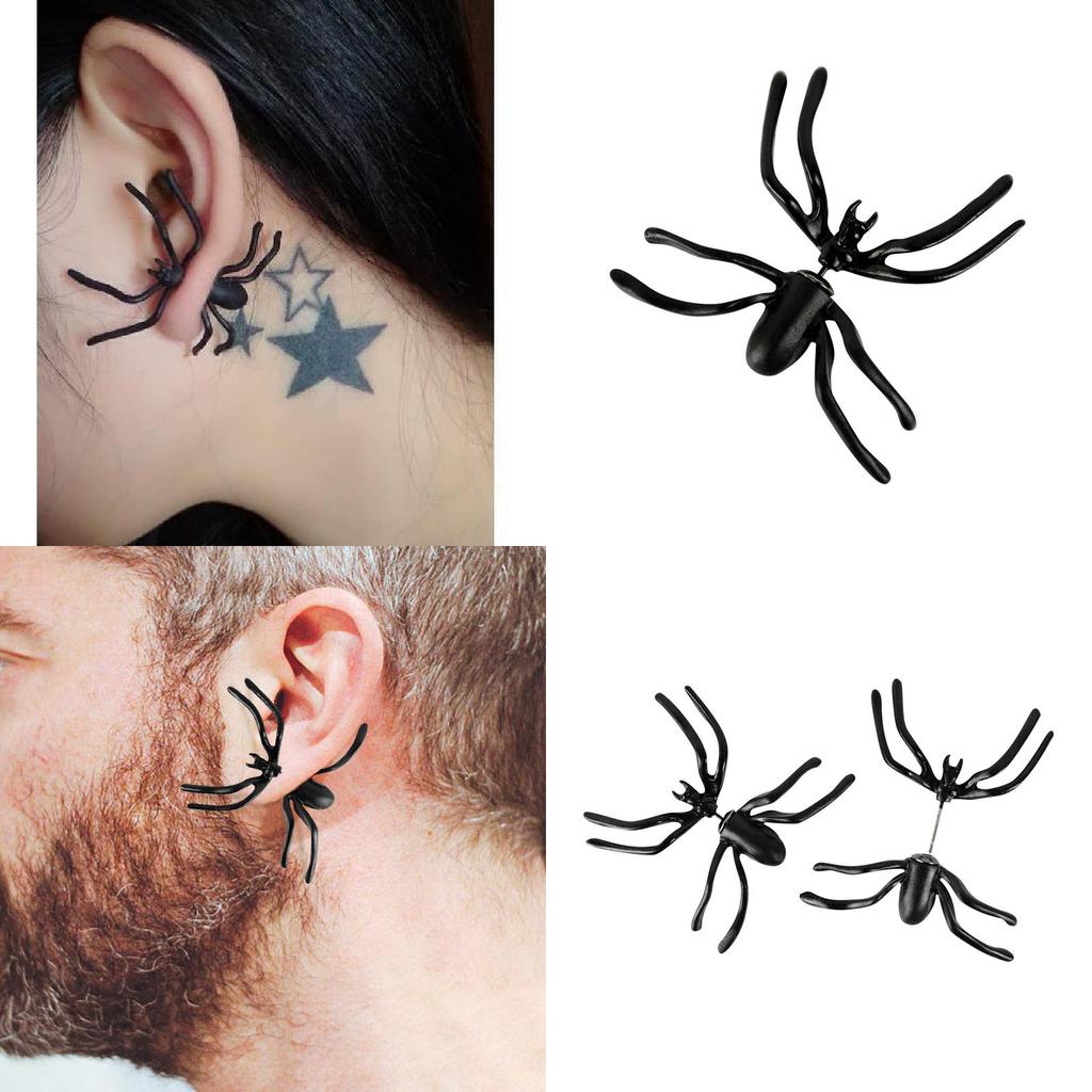 Gioiello per Orecchio Nero a Forma di Ragno Stile Punk con Motivo Animale per Appassionati di Moda