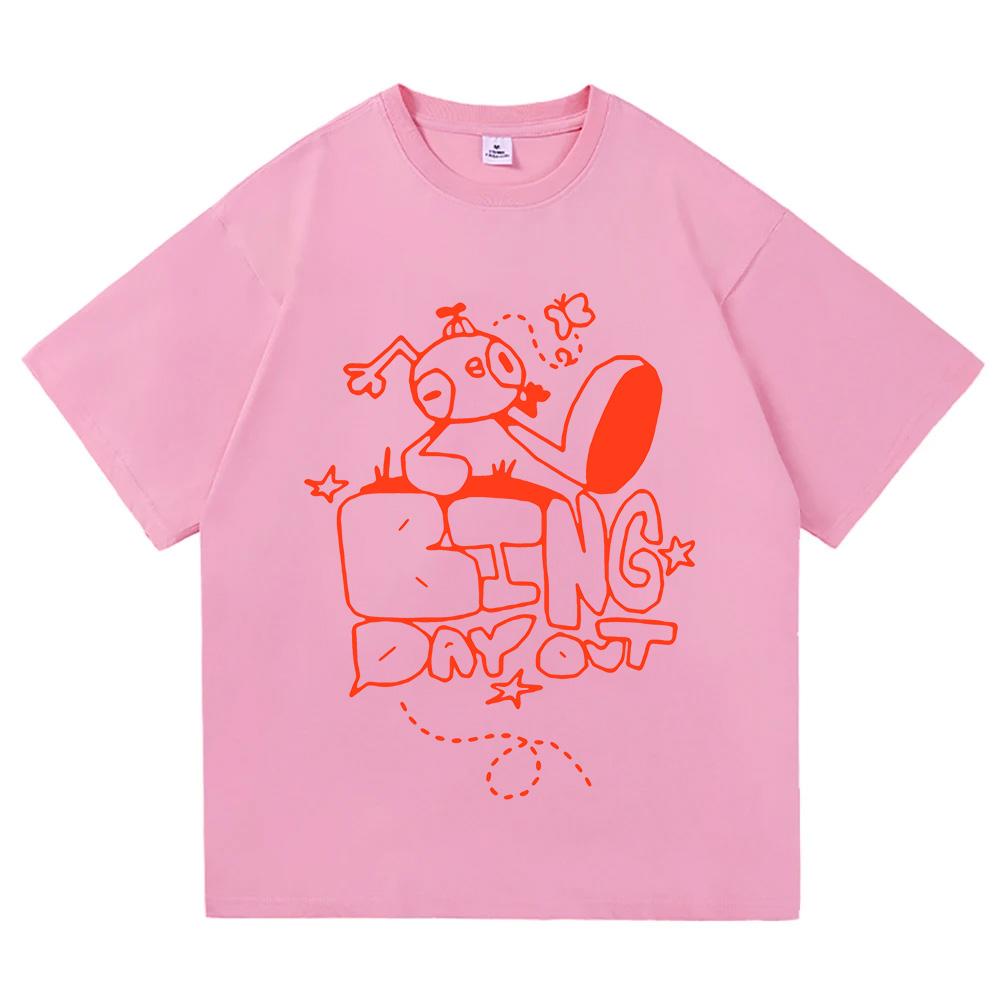 Game Peak Bing Day Out T-Shirt Loose Short Sleeve Cotton Female Tshirts Unisex Streetwear Hip Hop Graphic Printing Clothes Women