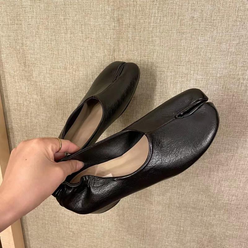 Fashion Bailamos Women Low Heel Split Toe Slippers Soft Bottom Loafers Microfiber Comfy Flats Brief Ladies Moccasins Tabi Ninja Shoes