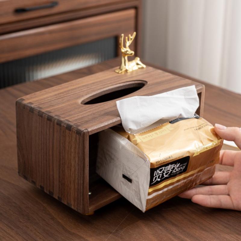 Solid Wood Tissue Box Paper Storage Boxes Wooden Napkin Box Handkerchief Organizers Bedroom Table Decoration Kitchen Accessories