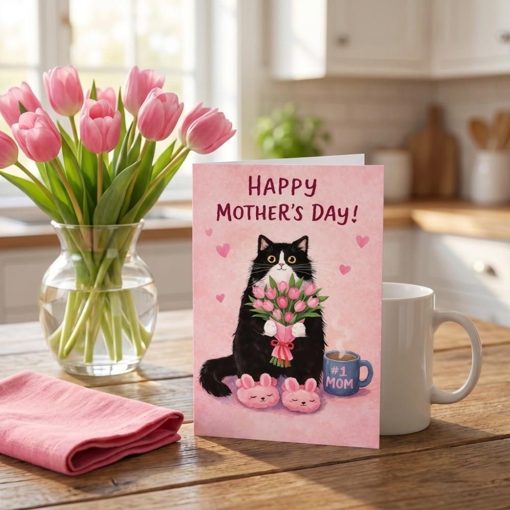 Blessing Message Mother's Day Greeting Card with the Words Whimsical Card Happy Mother's Day
