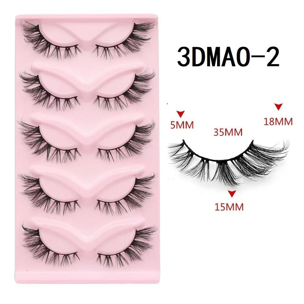 XF 5 Pairs Fox Eye Lashes 3D Silk Fluffy Faux Mink False Cat Eyelashes Custom Packaging Box with Private logo