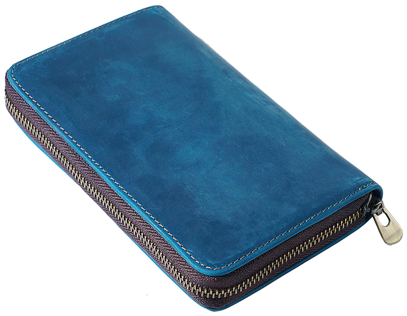 

HIMHERCOM Кожаный пенал с фиксированным большим защищает перьевую ручку ретро натуральная кожа карандаш ручка для старшеклассников молния, резинка, вместимость, синий