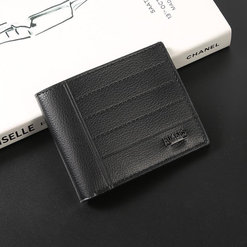 Мужской тонкий кожаный кошелек и держатель для карт