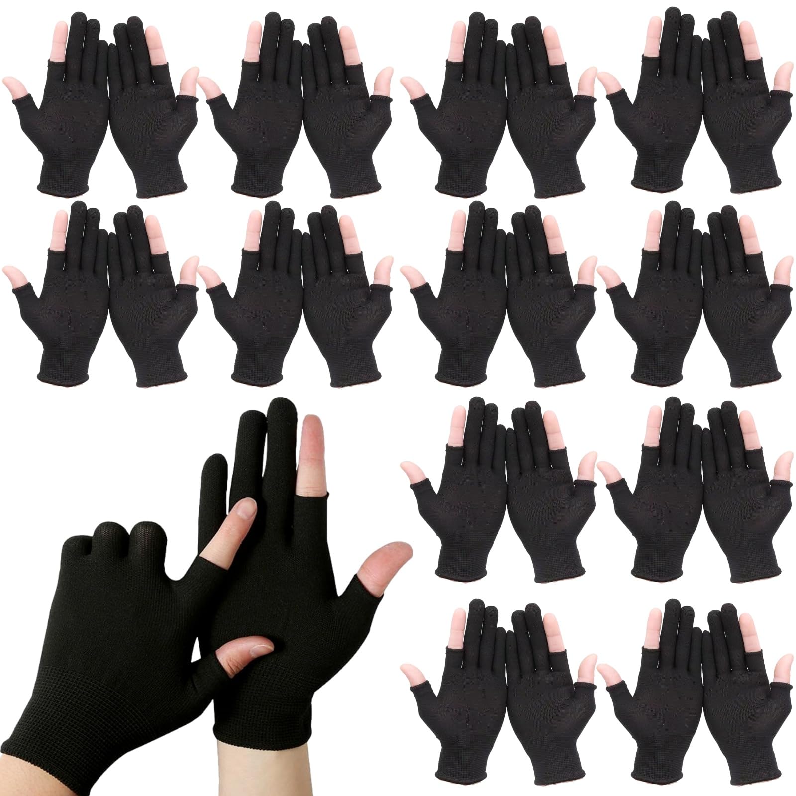 

Copeflap Fingerless Work for Work Gloves, 15-Piece Set, Thin, Non-Slip, чёрный