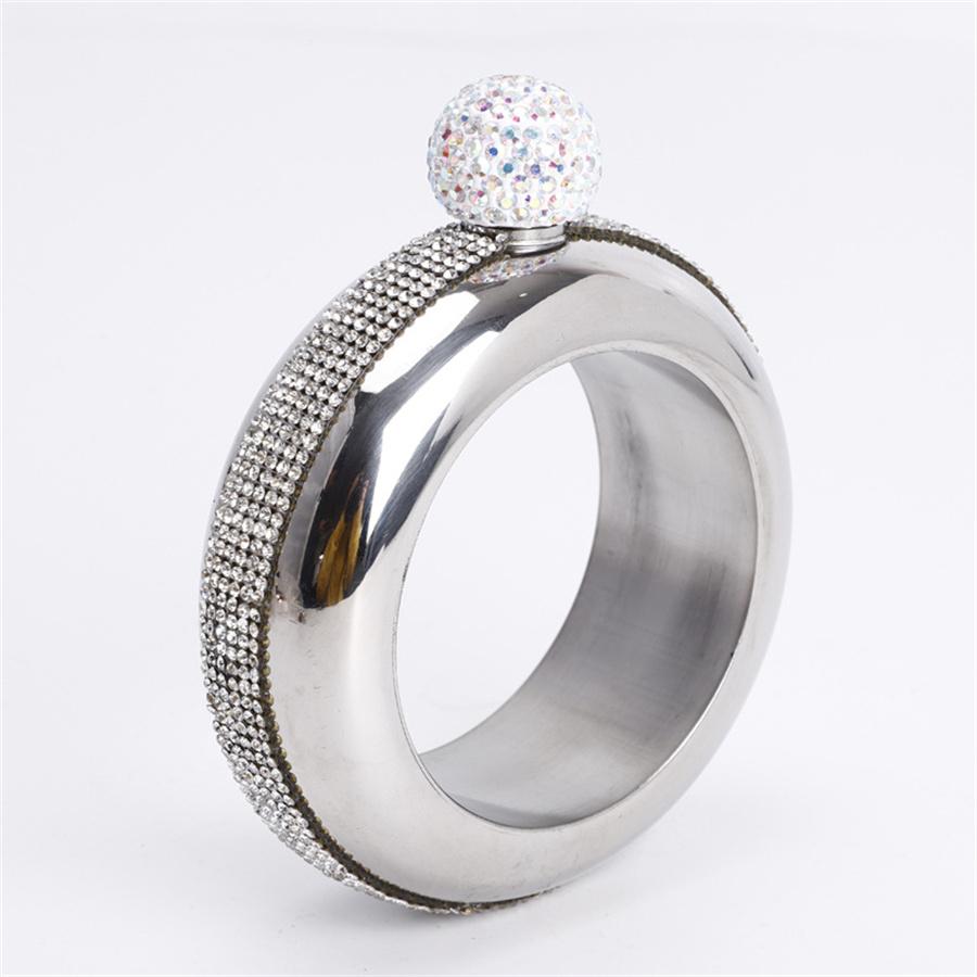 Stainless Steel Round Bracelet Decanter, Portable, White Wine, Whiskey, Ladies Fashion, 3.5oz, 100ml