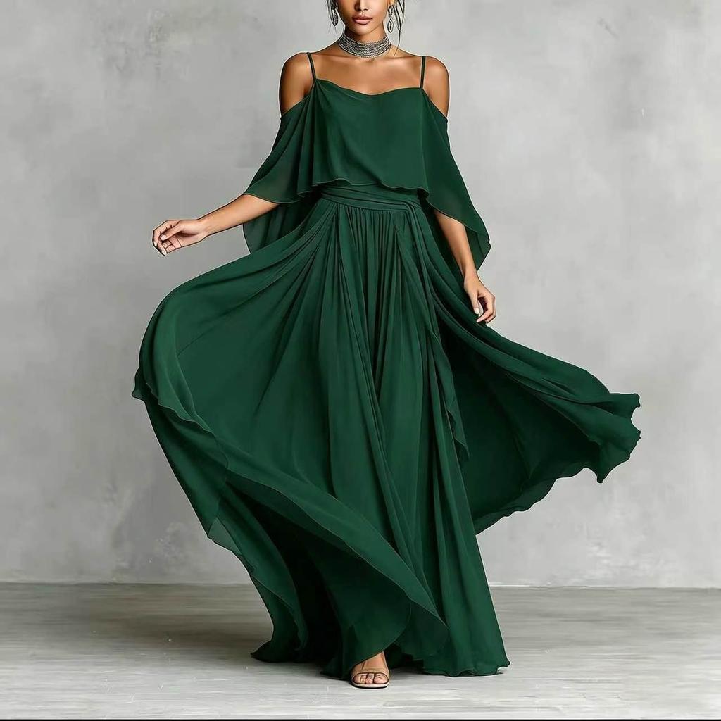 Abito da Donna Nuovi Stile Senza Maniche Scollo Aperto Manica Larga Vestibilità Larga per Occasioni Formali