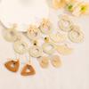 Bohemian Fashion Hand-woven Geometry Hollowed-out Triangular Circles Flowers Dangle Earrings for Women Beach Vacation Jewelry