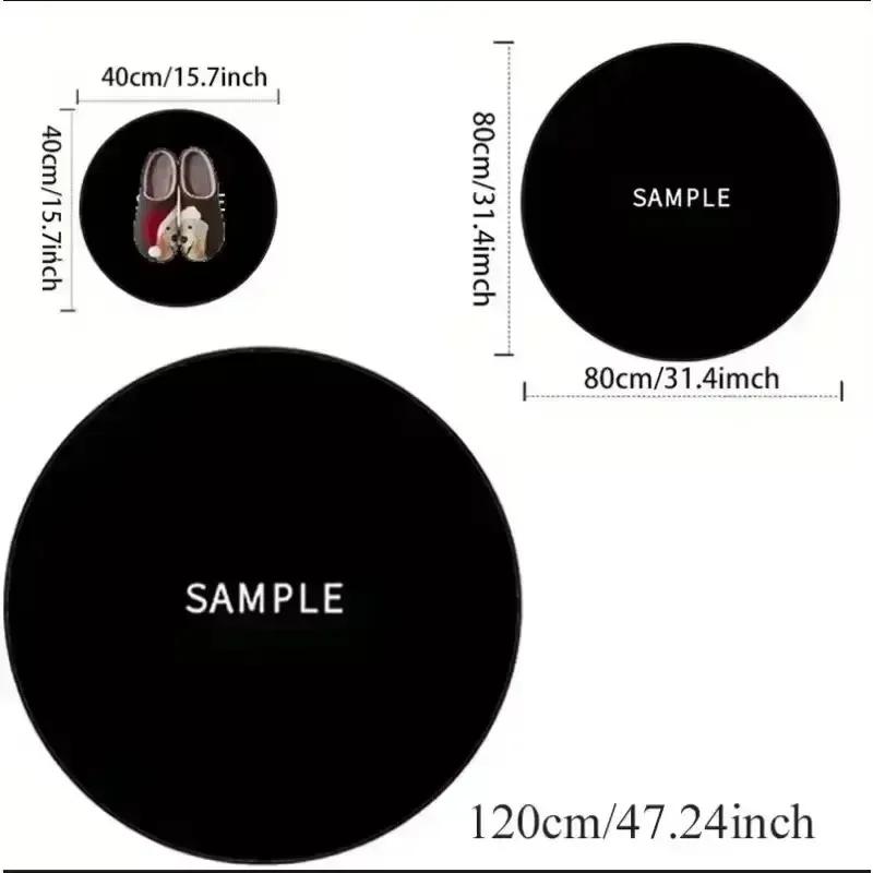 Black Wheels Printing Round Carpet Living Room Bedroom Kitchen Bathroom Floor Mat Soft Circle Rug Birthday Decor