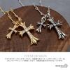 Double Cross Necklace Twisted Chain Necklace Gold 18KGP Silver 50cm Cross Clear Stone Fashionable Popular Trendy [silver KYASYA] Men's