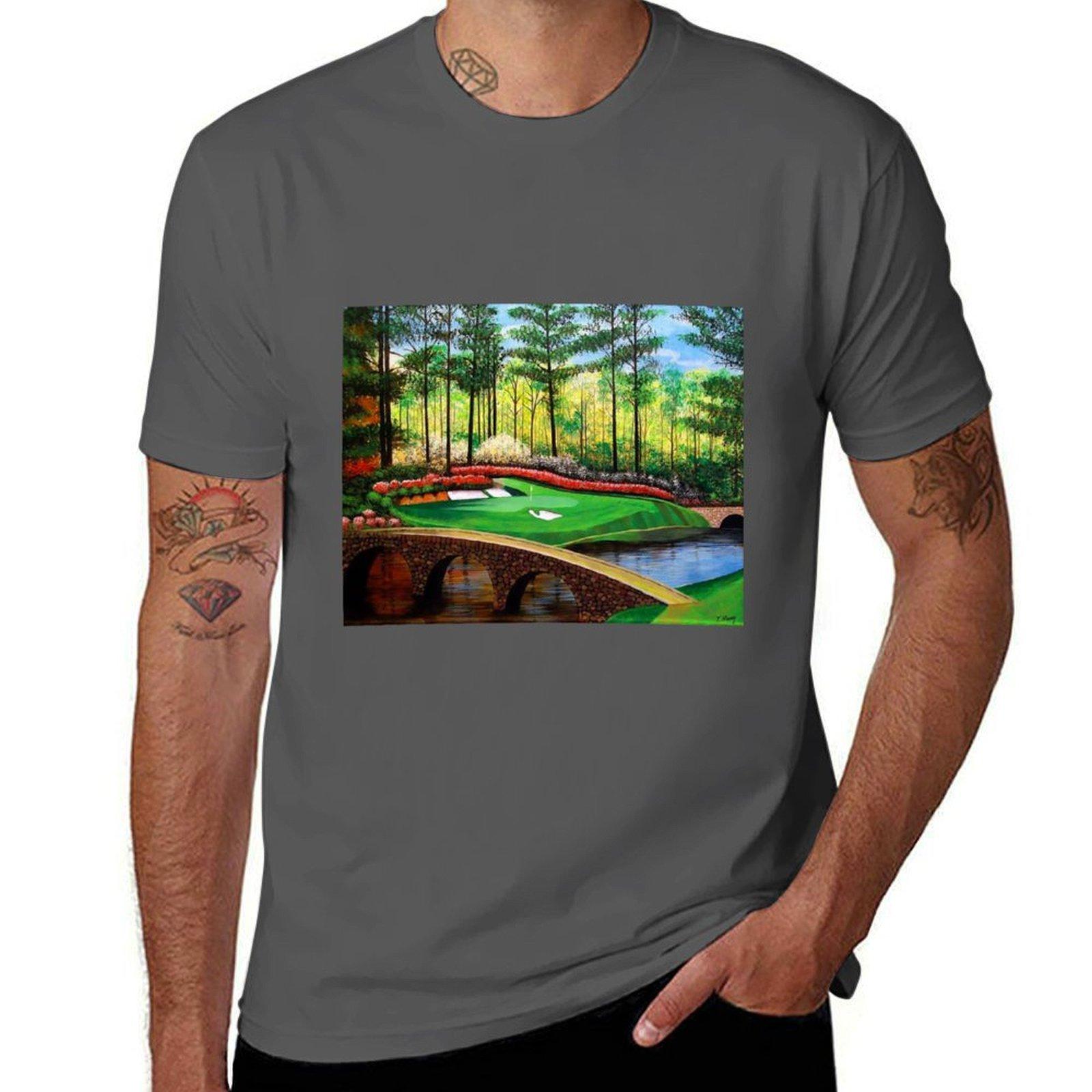 

12th hole at Augusta National T-Shirt man t shirts for men casual black cotton t-shirt plain for man package T-Shirt 4XL