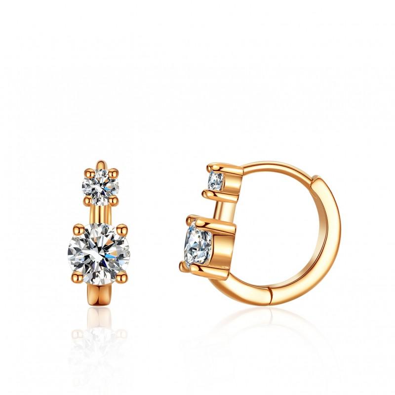 Rose Gold Plated Asymmetrical Stud Earrings Women With 0.5ct Moissanite Geometric Design Minimalist Jewelry 50pt Moissanite
