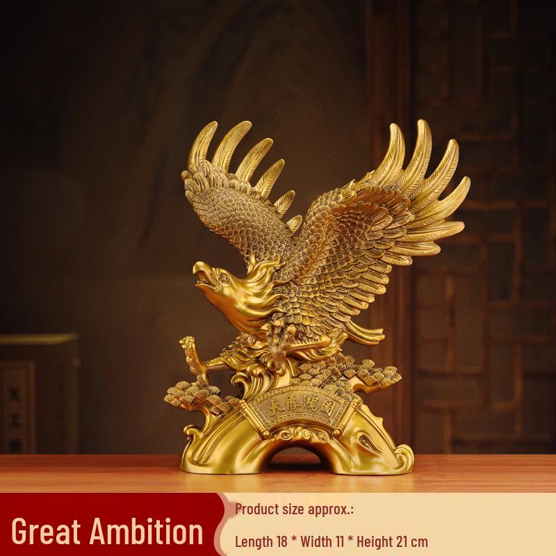 Grand Vision Eagle Figurine: Wealth & Prosperity Décor for Living Room, TV Stand, or Desk—Ideal for Housewarming and Company Celebrations